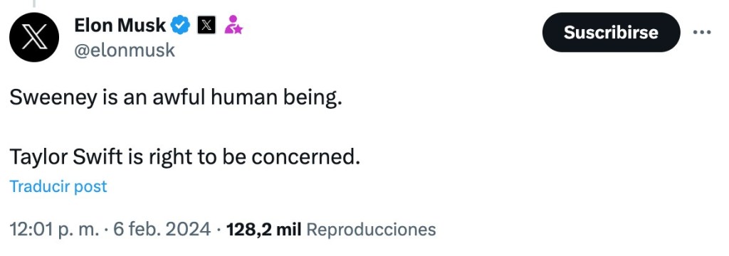 Un mensaje de Elon Musk sobre Jack Sweeney.