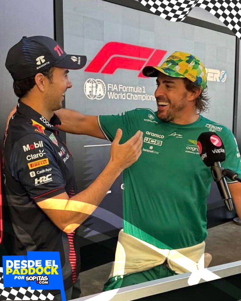 Checo fue a saludar a Fernando Alonso