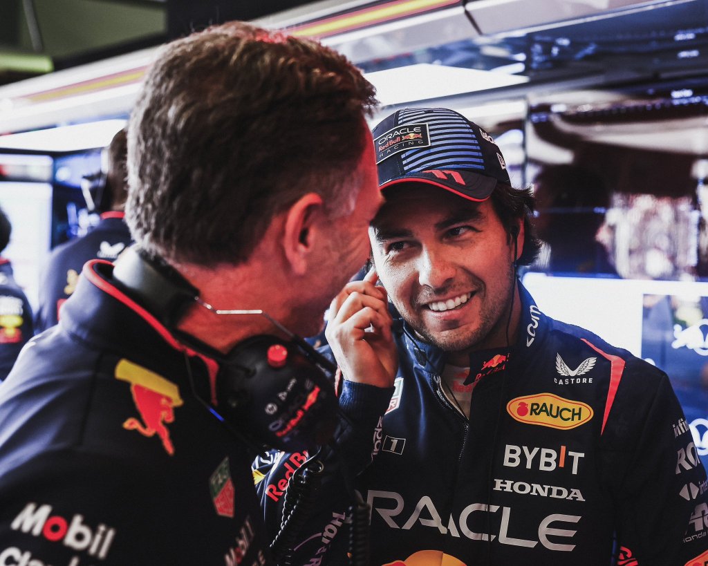 Checo Pérez y Christian Horner