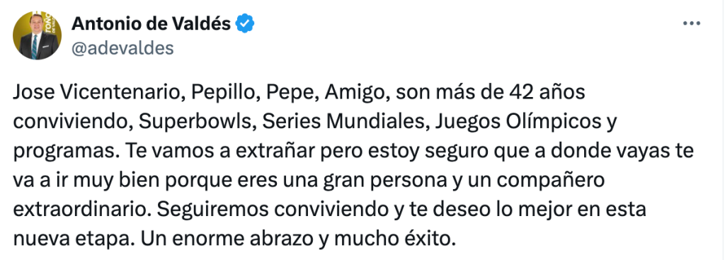 Mensaje de Toño de Valdés