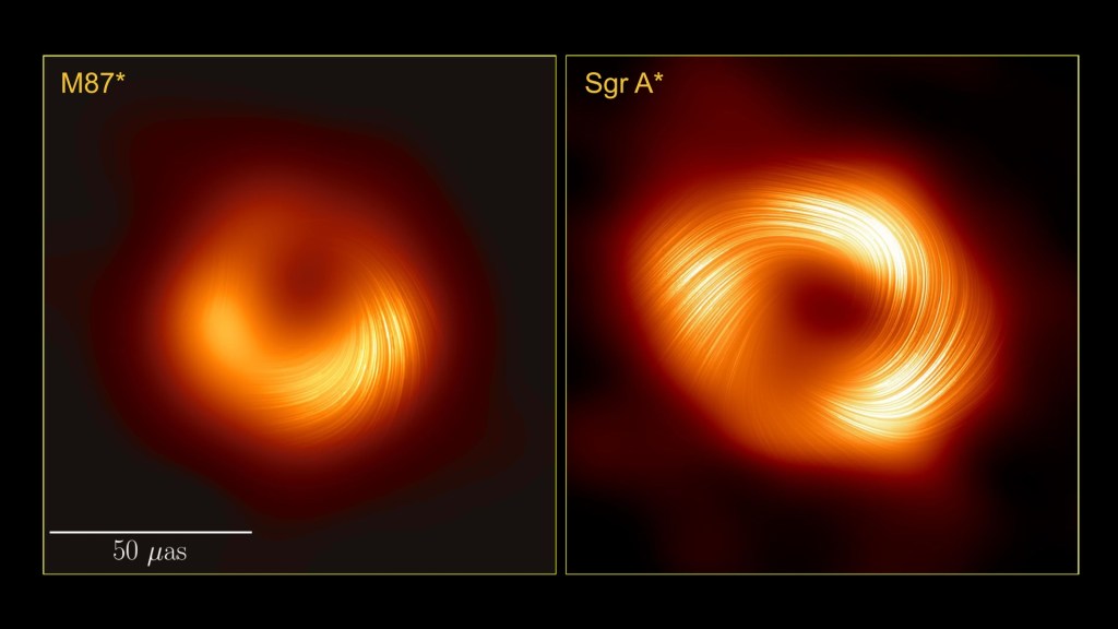 Nueva imagen del agujero negro de la Vía Láctea revela potentes campos magnéticos - agujeros-negros-de-la-galaxia-m87-y-de-sagitario-a-1024x576