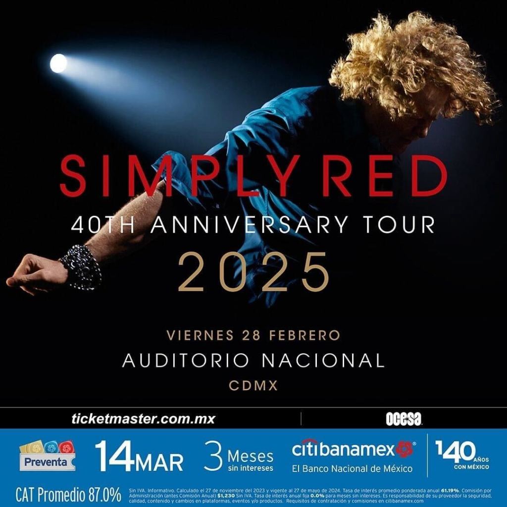 Fecha, lugar y venta de boletos para el concierto de Simply Red en México