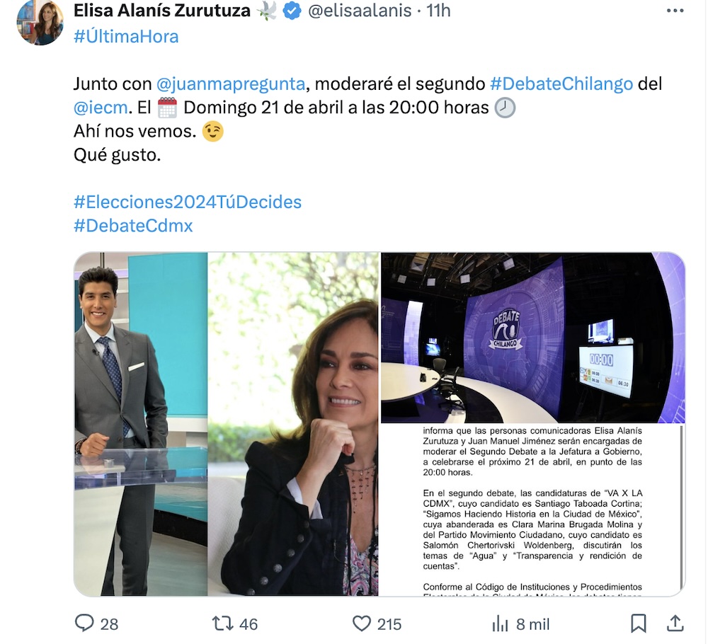 Día, hora y lugar del segundo debate chilango 2024