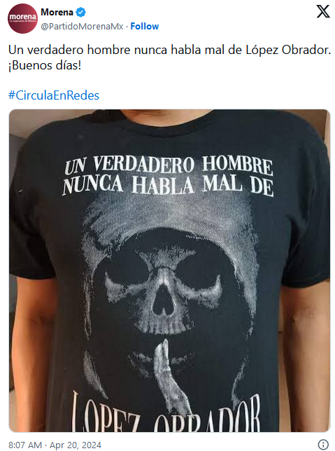 La playera de Morena con la Santa Muerte