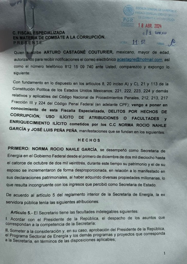 La denuncia que realizó el empresario Arturo Castagné Couturier.