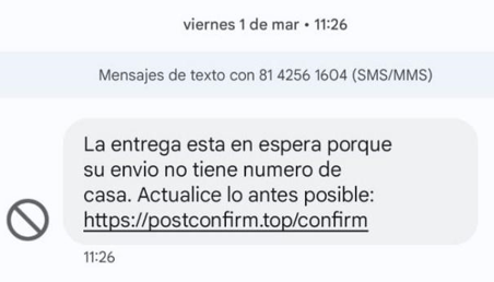 Cuídate de la estafa que te advierte de un supuesto problema con tu envío - unnamed