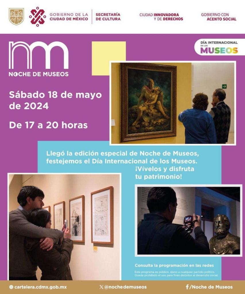 La cartelera de la Noche de Museos en sábado.